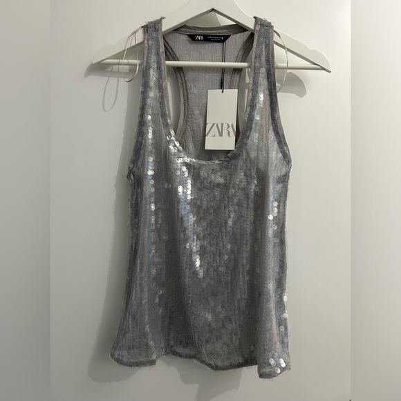 Sequin Tanktop XS Silver - Picture 1 of 6